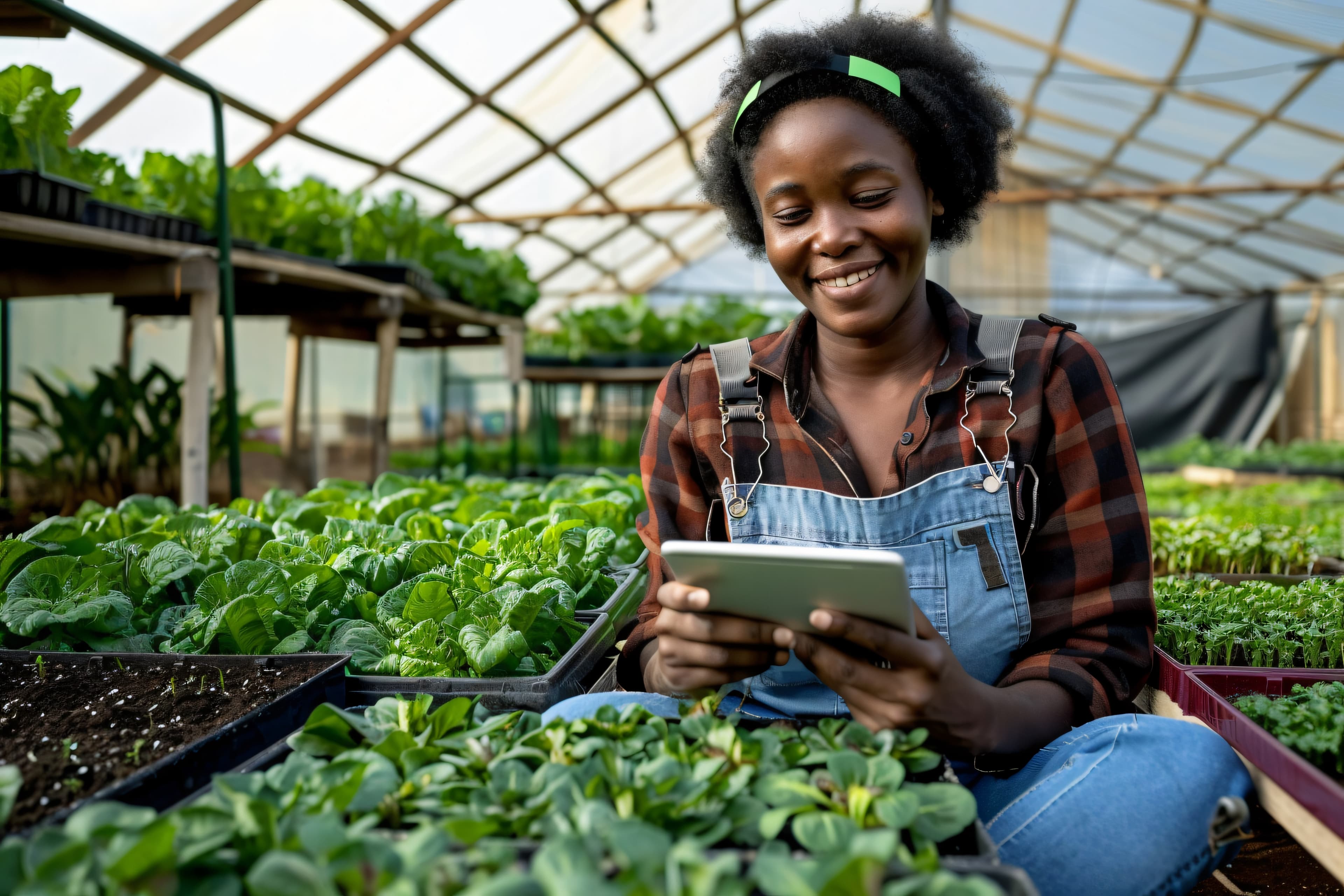 African farmer with tablet